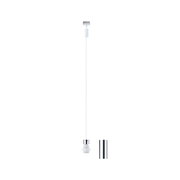 Weißes Pendelkabel mit Fassung und verchromtem Zylinder für LED-Leuchten, minimalistisches Design