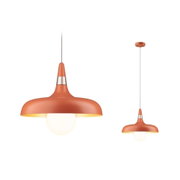 Lampa wisząca metalowa w kolorze pomarańczowym z ciepłym białym światłem, nowoczesny design do domu