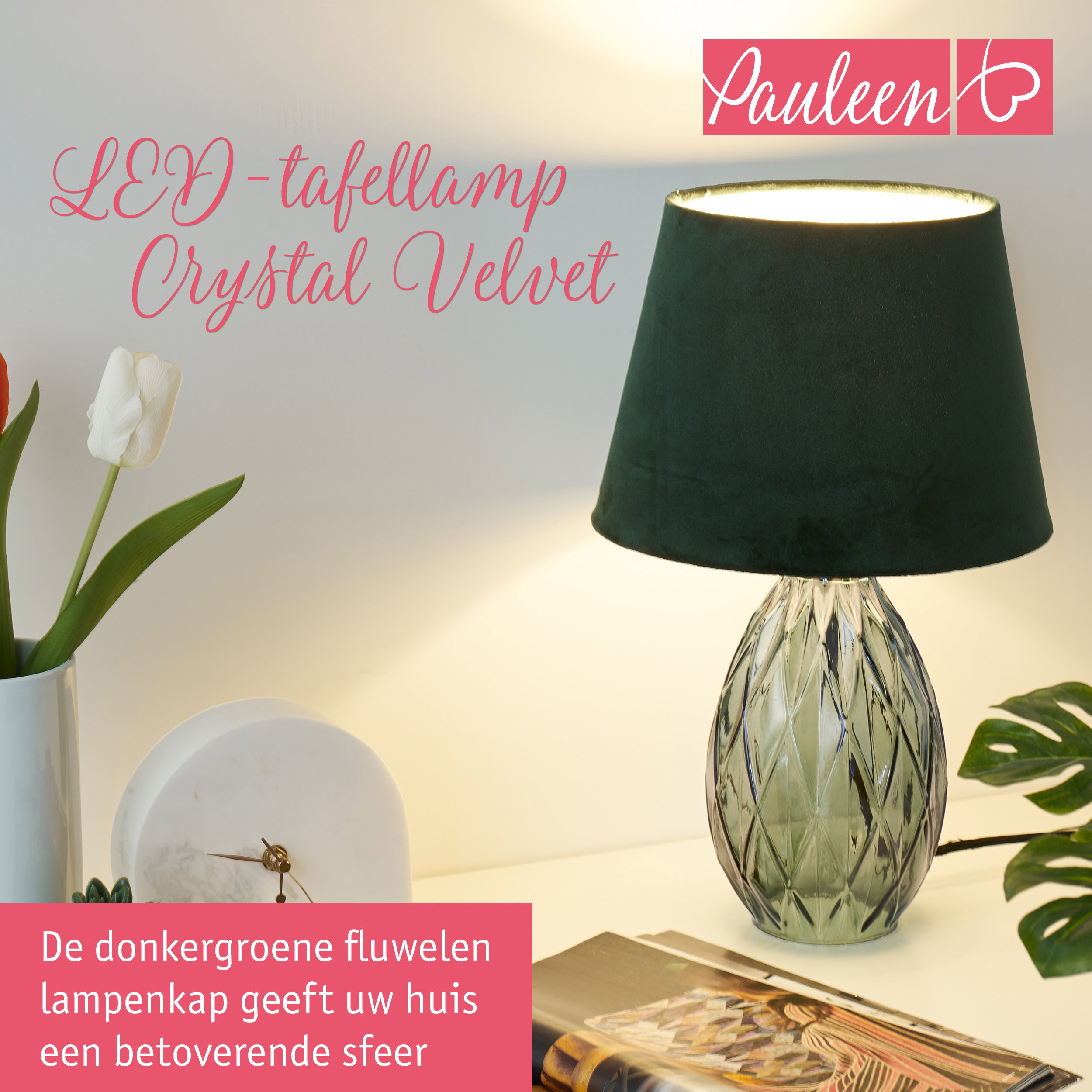 Paulmann Pauleen LED-tafellamp Crystal Velvet E14 max. 20W Groen