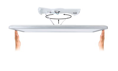 Installation of white LED ceiling light with wiring and rotation mechanism for easy mounting