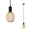 Luminaire en suspension Ravi IP44 E27 1800K 200lm 4,2W Noir mat Suspension moderne avec col en métal noir et abat-jour en treillis doré pour un éclairage élégant