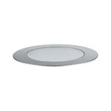 Round LED recessed panel in brushed silver aluminum with white light source