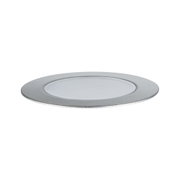 Round LED recessed panel in brushed silver aluminum with white light source