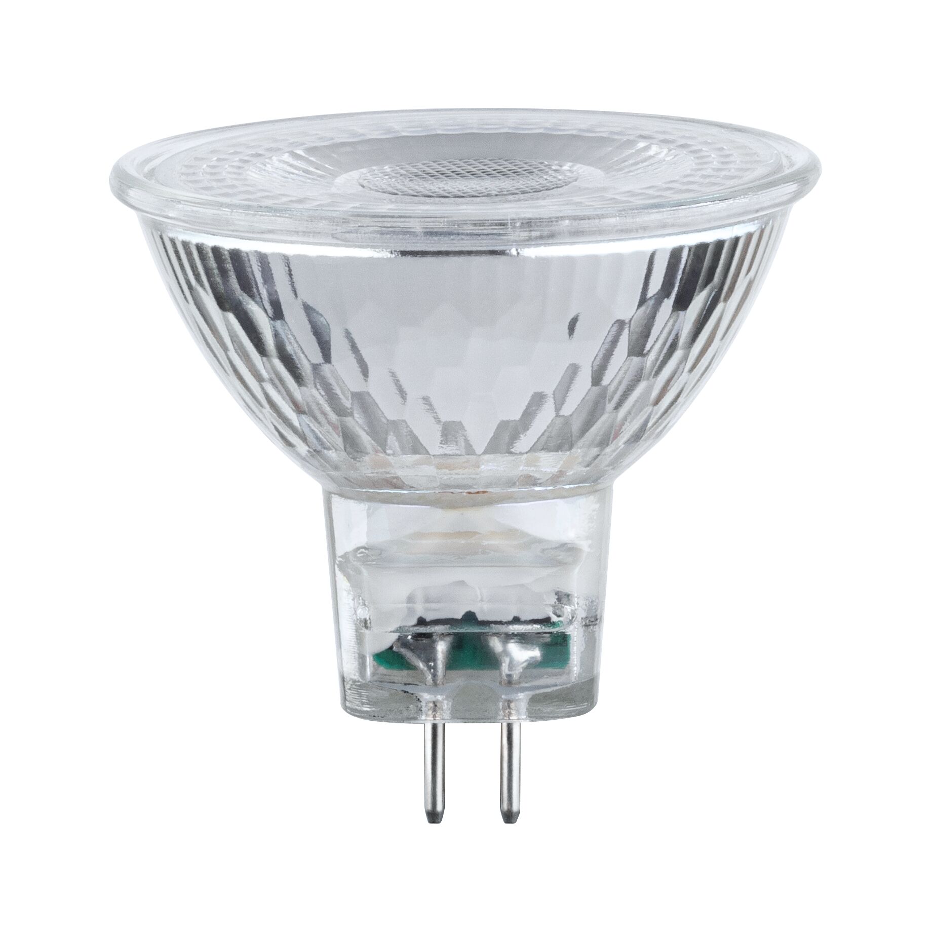 Standardowy 12V LED odbłyśnik GU5,3 530lm 6,5W 2700K Srebrny Clear MR16 LED bulb with glass housing and two metal pins for energy-efficient lighting