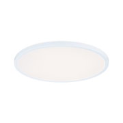 Round white LED ceiling light with plastic frame for modern room lighting