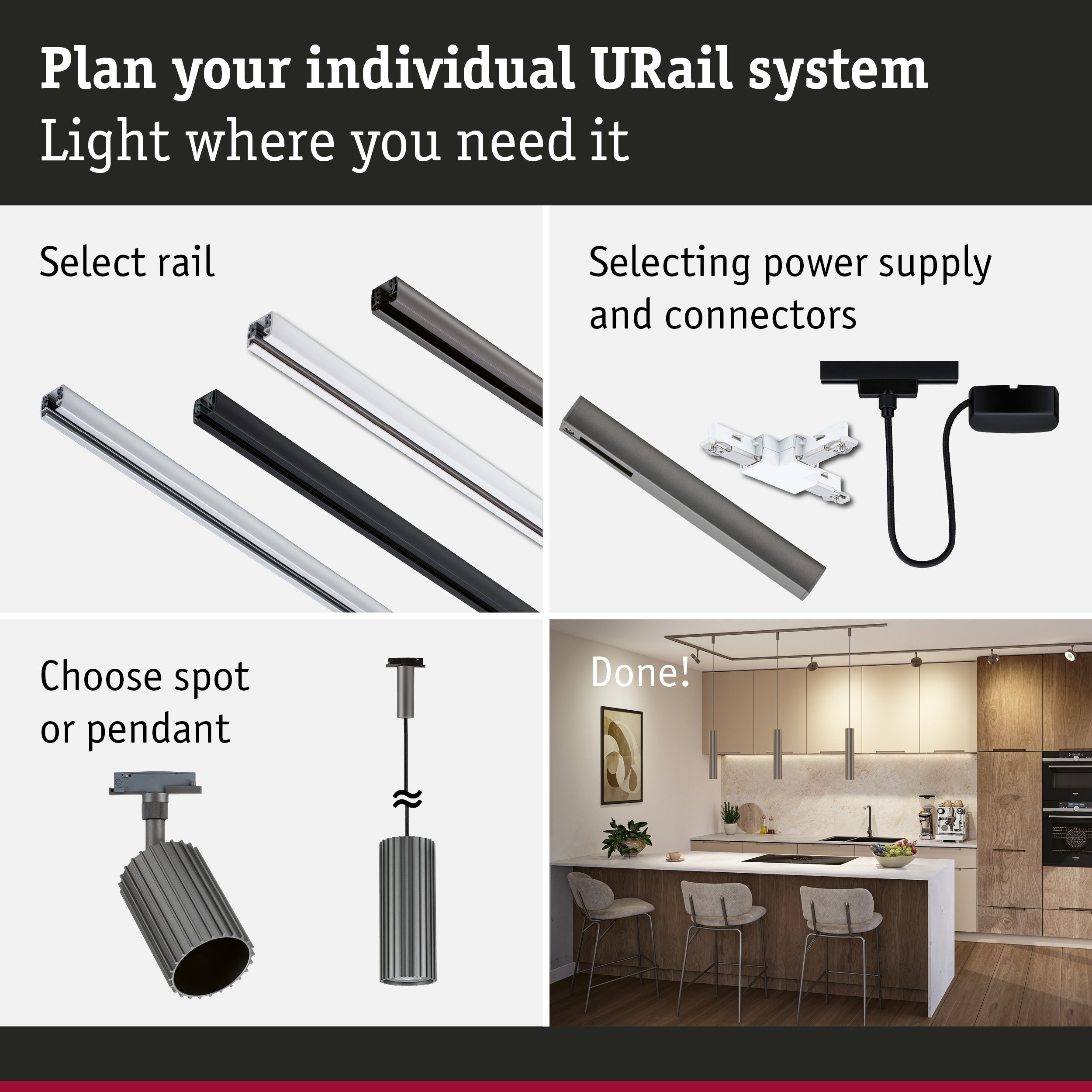 URail Rail spot Lirena GU10 max. 10W 230V Titanium