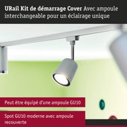 Spot GU10 moderne blanc avec ampoule interchangeable pour système d'éclairage sur rail