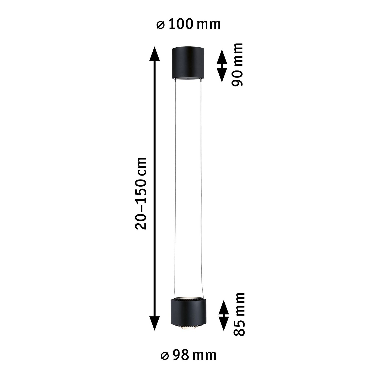 URail Suspension LED Aldan 930lm / 530lm 8,5 / 1x4,5W 4000K gradable 230V Noir mat/Noir