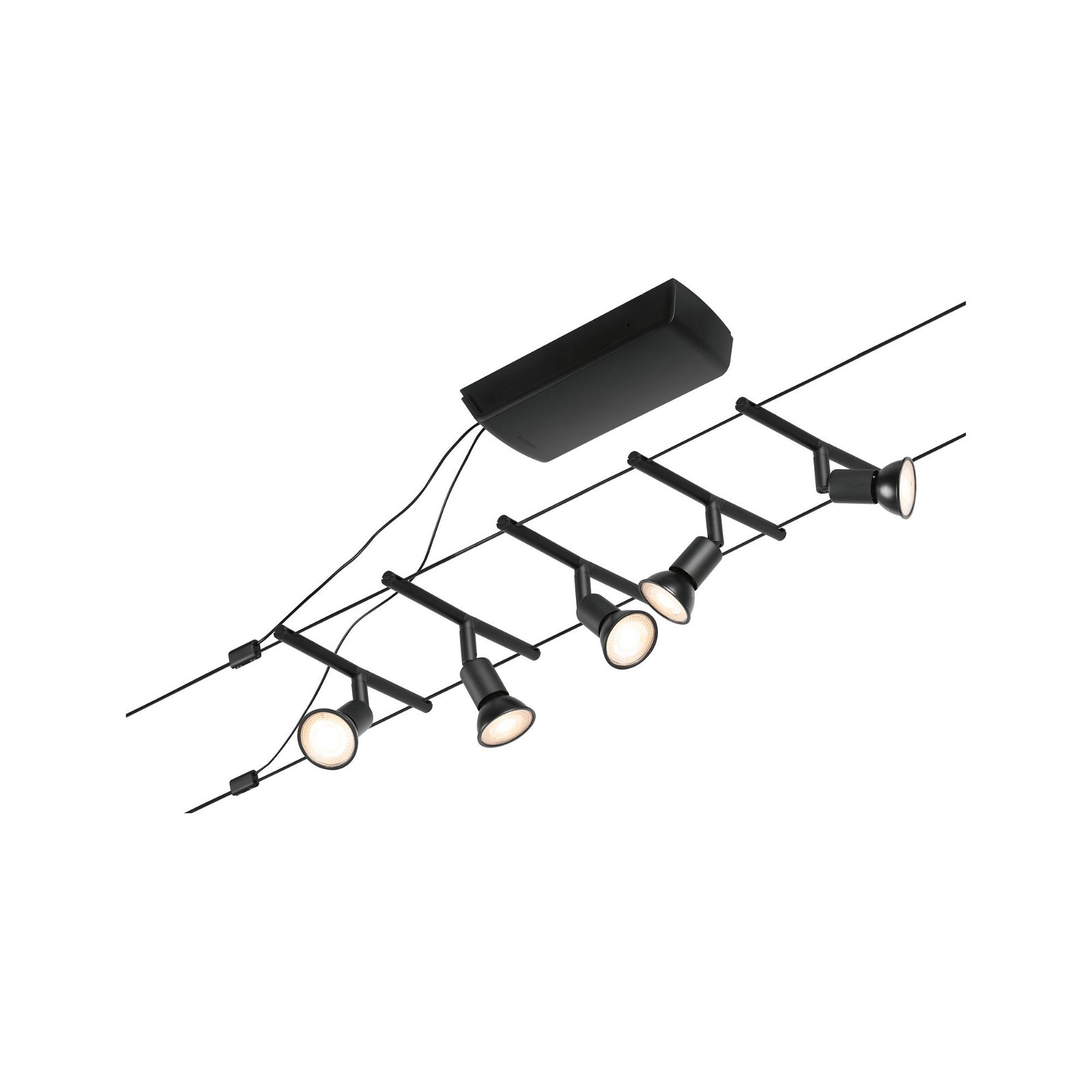 CorDuo Système sur câbles Salt Kit de base GU5,3 max. 5x10W 230/12V Noir mat/Chrome