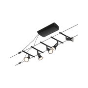 Schwarzes LED-Seilsystem mit verstellbaren Strahlern aus Metall für moderne Raumbeleuchtung