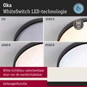 LED-plafondlamp met WhiteSwitch-technologie toont verschillende witlichtkleuren van 3000K tot 6500K