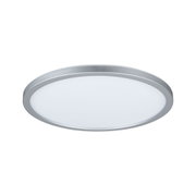 Rundes Deckenlicht mit silbernem Aluminiumrahmen und weißem Diffusor für moderne Innenbeleuchtung
