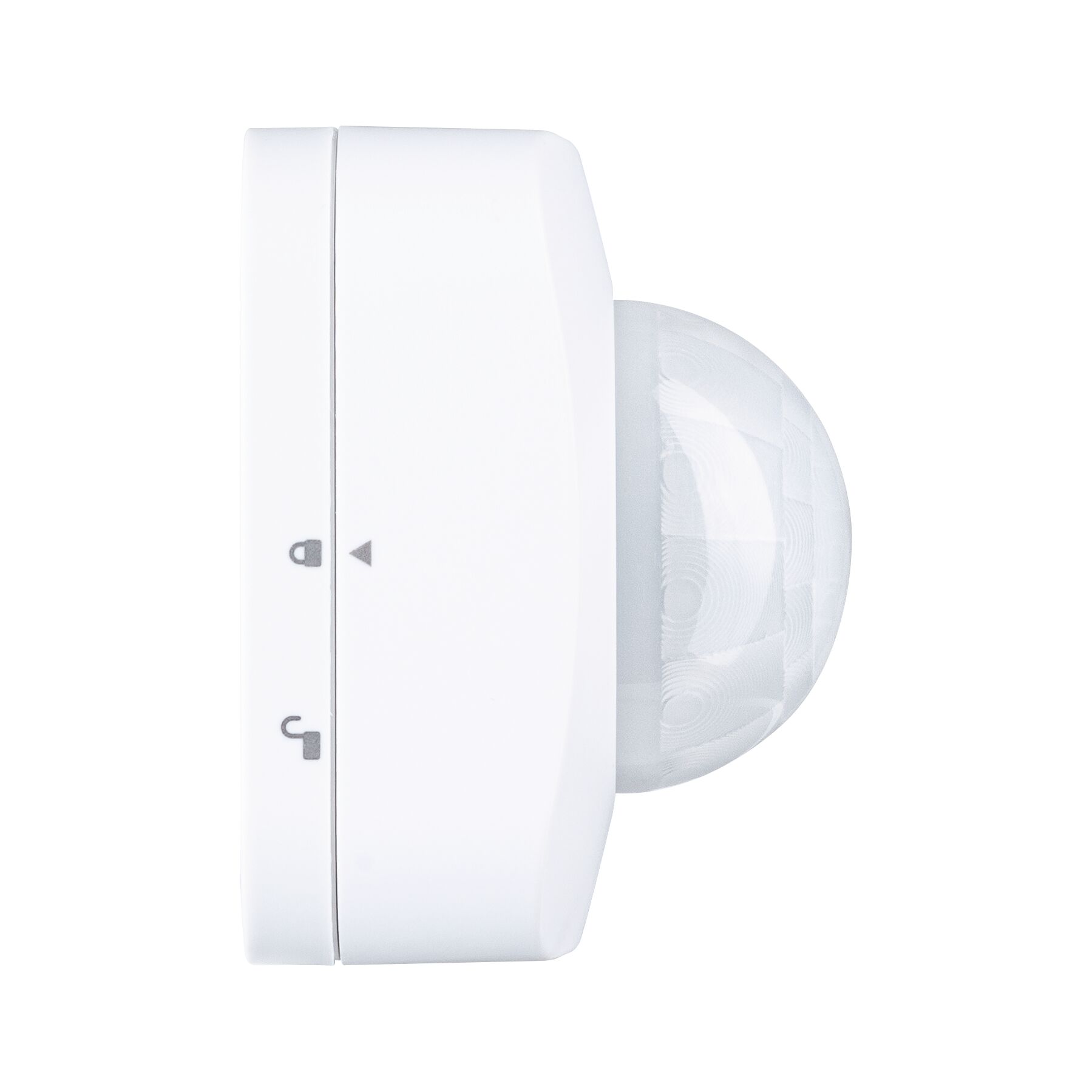 White motion sensor with spherical plastic lens for smart lighting control and automation