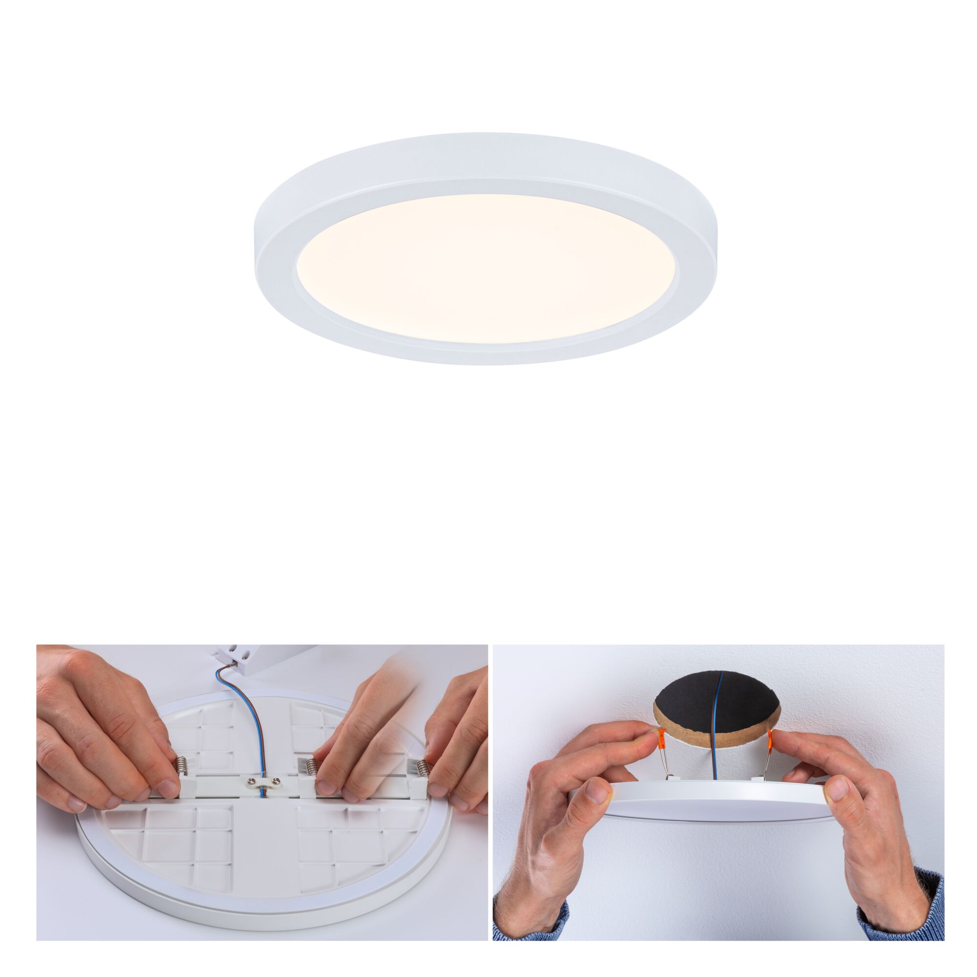 VariFit LED-inbouwpaneel Areo IP44 rond 118mm 6,5W 550lm 3000K Wit Rond wit LED-plafondpaneel van kunststof met warm wit licht en eenvoudige montage.
