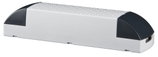 White plastic cable duct with black end caps, cable management for neat installation