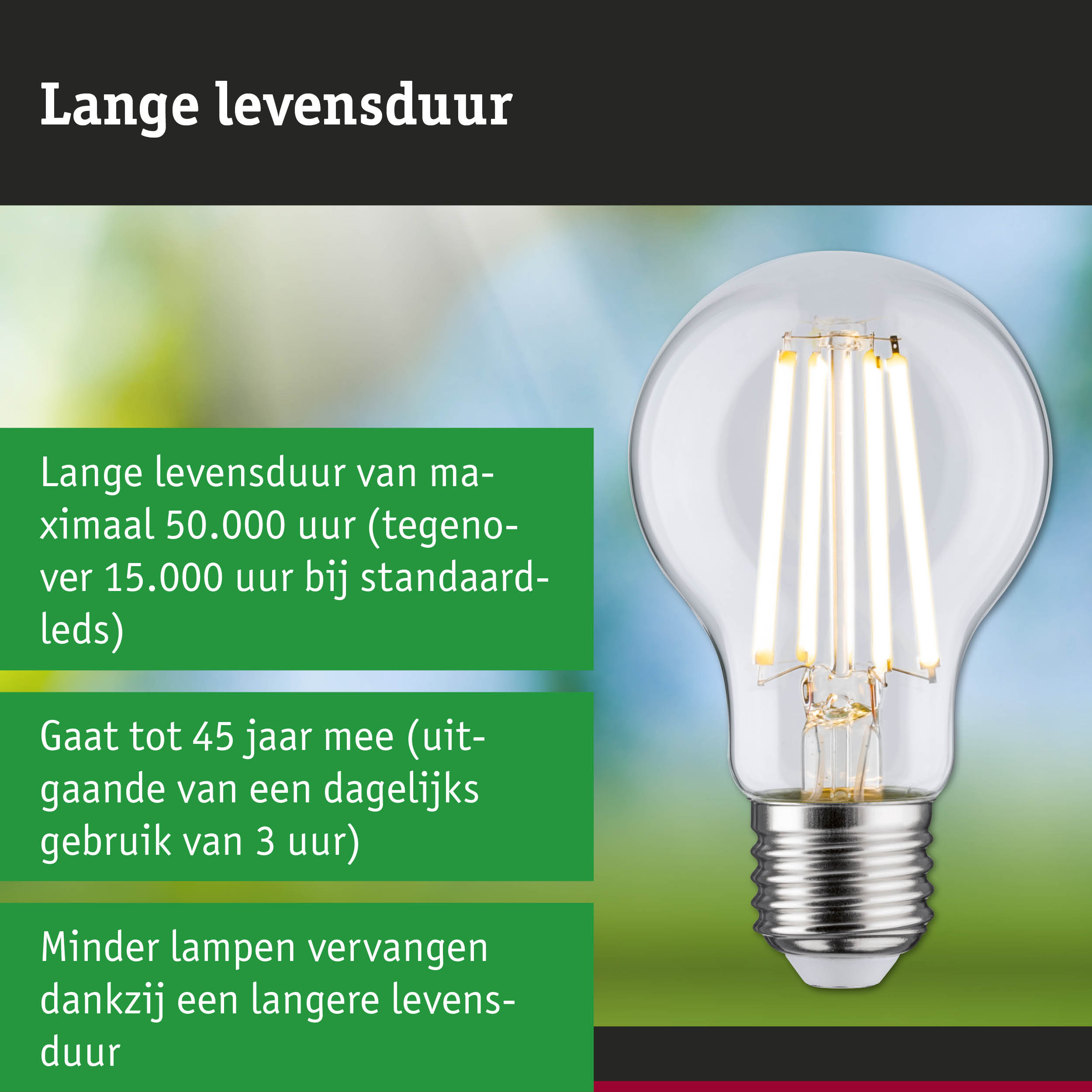 Langdurige LED-lamp in hand, energiezuinige duurzame verlichting