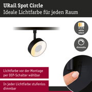 Schwarzer URail Spot Circle Strahler mit einstellbarer Lichtfarbe und stufenlos dimmbar per DIP-Schalter