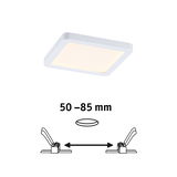 Quadratische weiße LED-Deckenleuchte mit warmweißem Licht und Federklammern für 50-85 mm Einbauöffnung