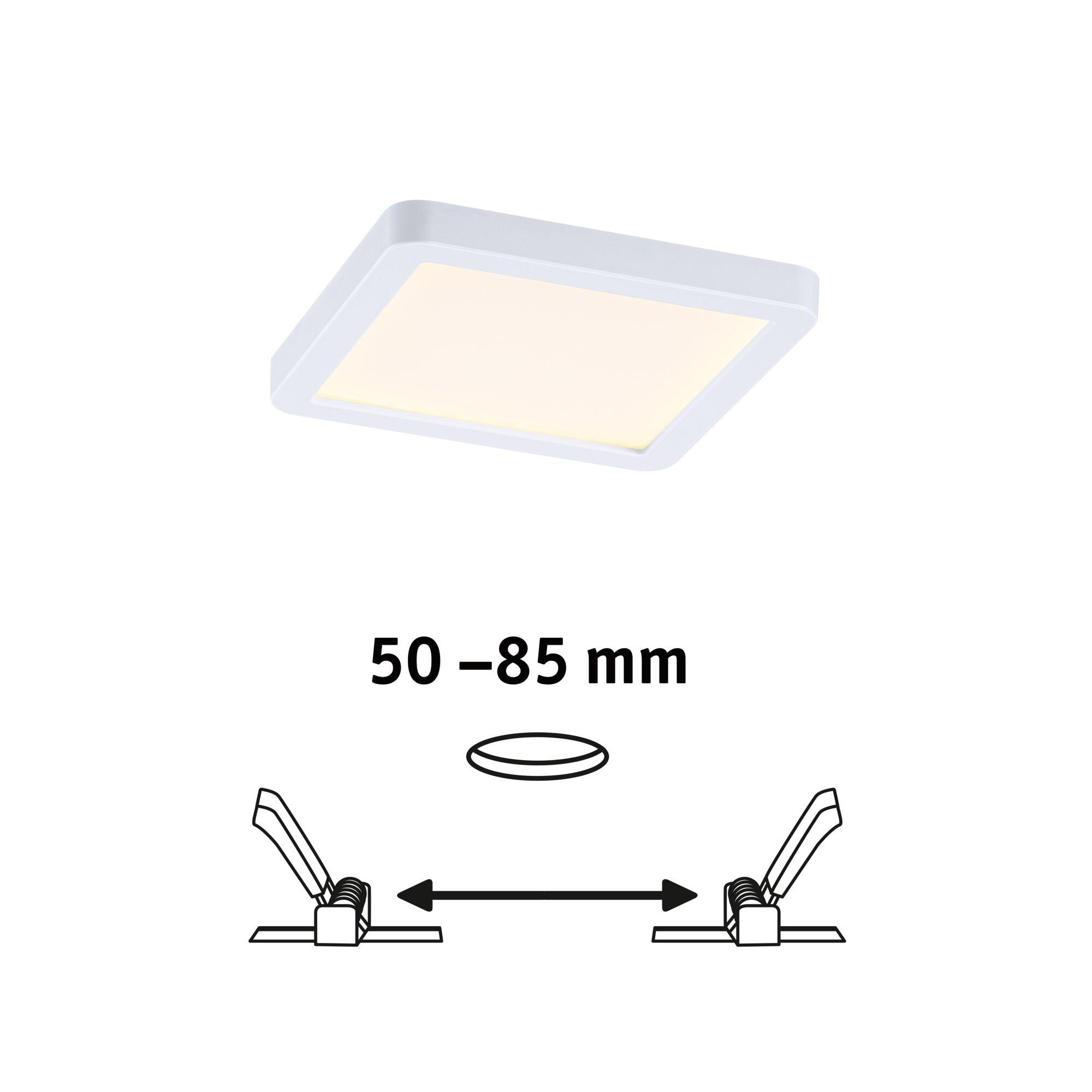 Square white LED ceiling light with warm white glow, modern design for living spaces