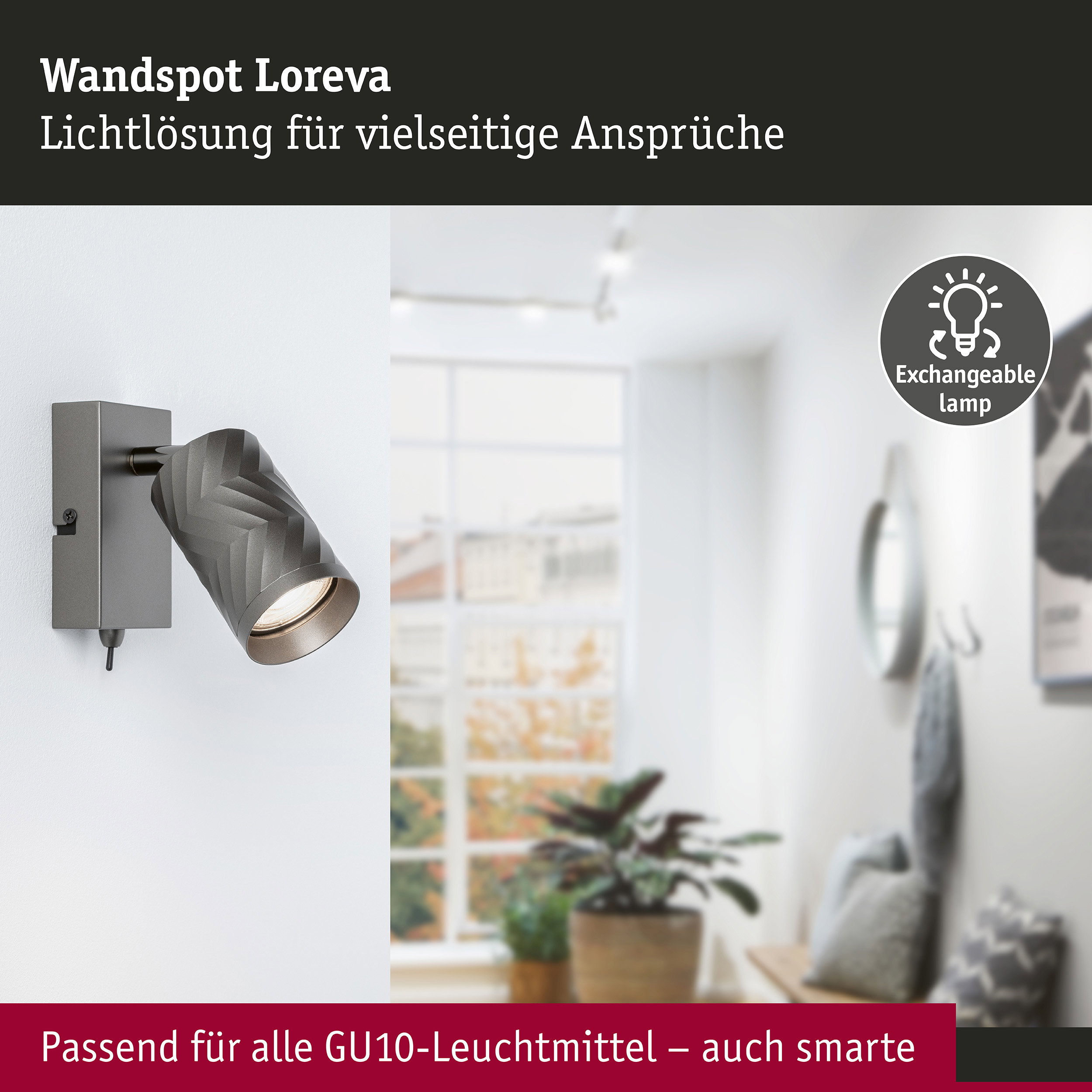 Spotlight Loreva GU10 max. 10W Titanium Metall