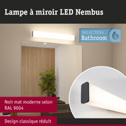 Lampe miroir LED Nimbus noir mat et blanc pour éclairage moderne de salle de bain