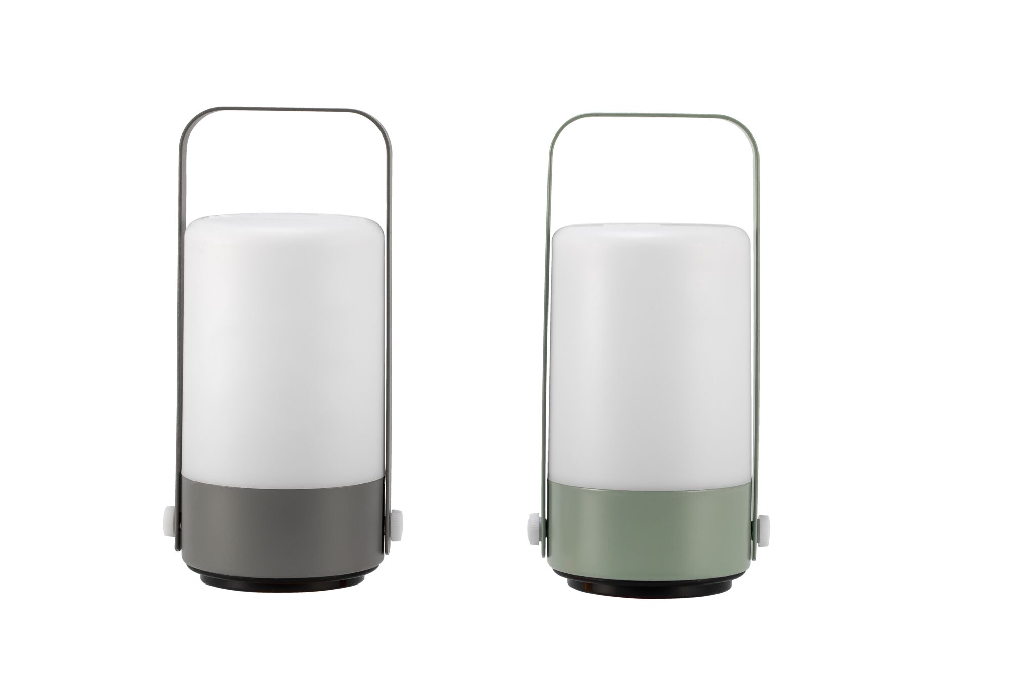 Paulmann Pauleen Luminaires à poser mobiles Mobile Charm 3000K 2x14lm 2x0,2W Gris clair/Vert clair Deux lanternes LED portables en métal gris et vert avec diffuseur blanc pour éclairage d'ambiance