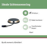 Ronde zwarte LED grondspot met kabel voor buitenverlichting en tuinverlichting