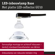 Witte LED-inbouwlamp met robuuste metalen ring en platte GU10 LED-reflector voor eenvoudige montage