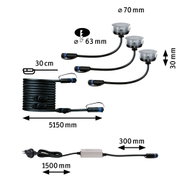 Schéma technique de câbles de connexion LED noirs avec dimensions pour systèmes d'éclairage.