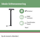 Zwarte LED-buitenlamp met eenvoudige montage zonder kabelmonteren voor flexibele tuinverlichting