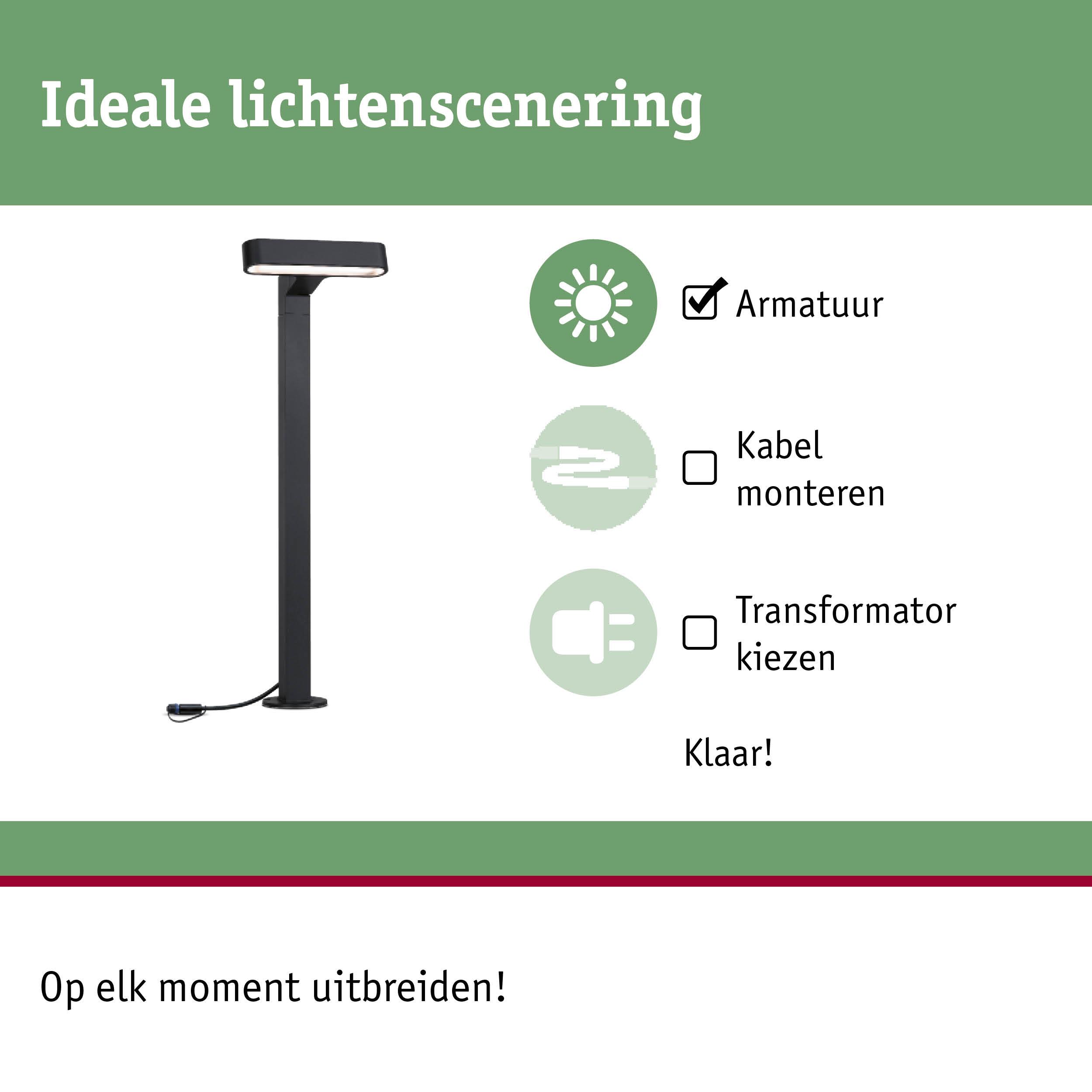 Zwarte LED-buitenlamp met eenvoudige montage zonder kabelmonteren voor flexibele tuinverlichting