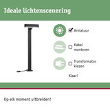 Zwarte LED-buitenlamp met eenvoudige montage zonder kabelmonteren voor flexibele tuinverlichting