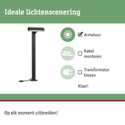 Zwarte LED-buitenlamp met ingebouwde kabel en stekker voor flexibele tuinverlichting