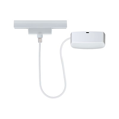 Weißes LED-Stromschienensystem mit Kabel und Anschlussbox aus Kunststoff für flexible Beleuchtung