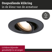 Zwarte metalen inbouwspot met IP23-classificatie en eenvoudig te vervangen lichtbron