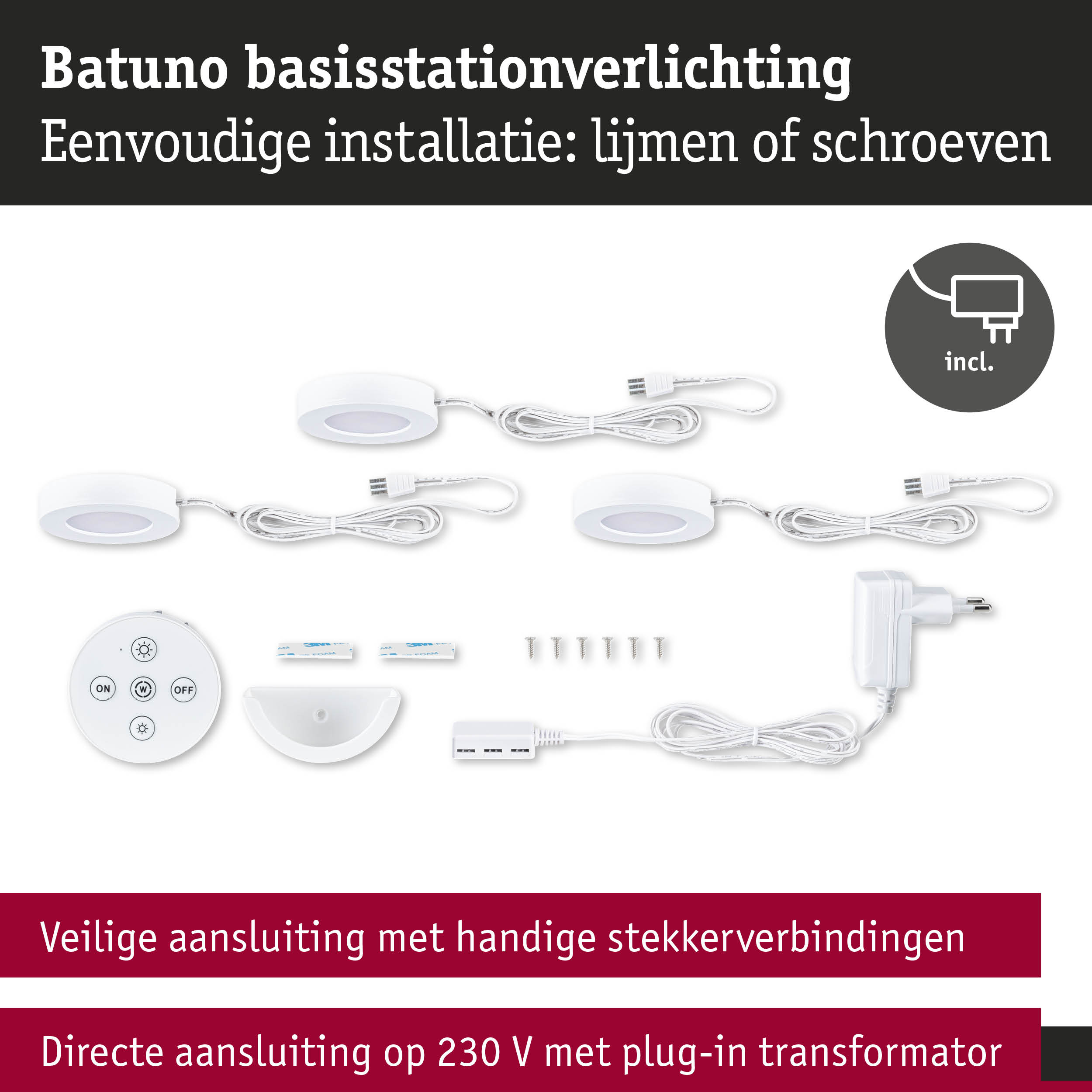 Wit LED basisstationverlichtingsset met afstandsbediening en stekkerverbindingen voor eenvoudige installatie