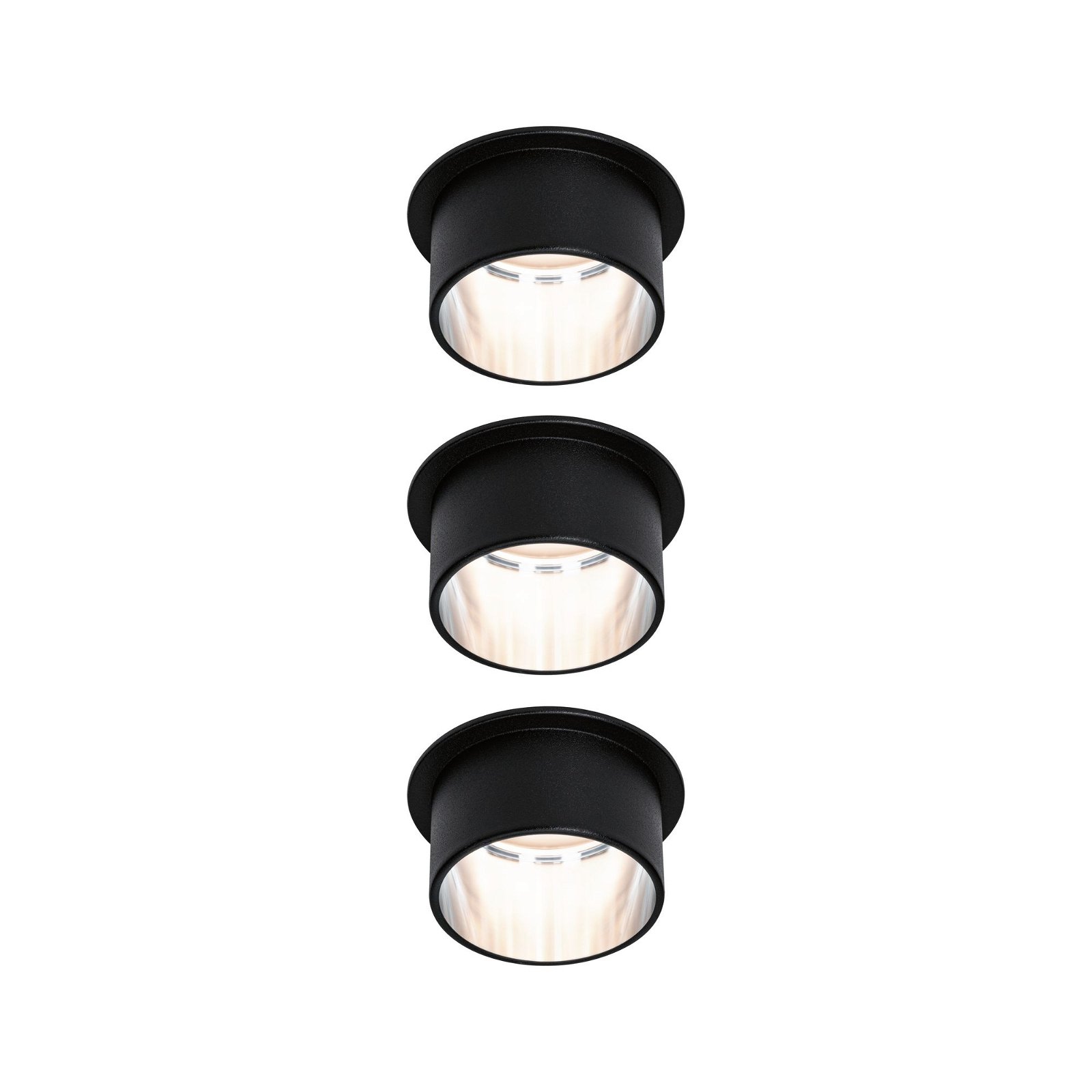LED Recessed luminaire 3-Step-Dim Gil Coin Basic Set IP44 round 68mm Coin 3x6W 3x470lm 230V dimmable 2700K Black matt/Brushed iron