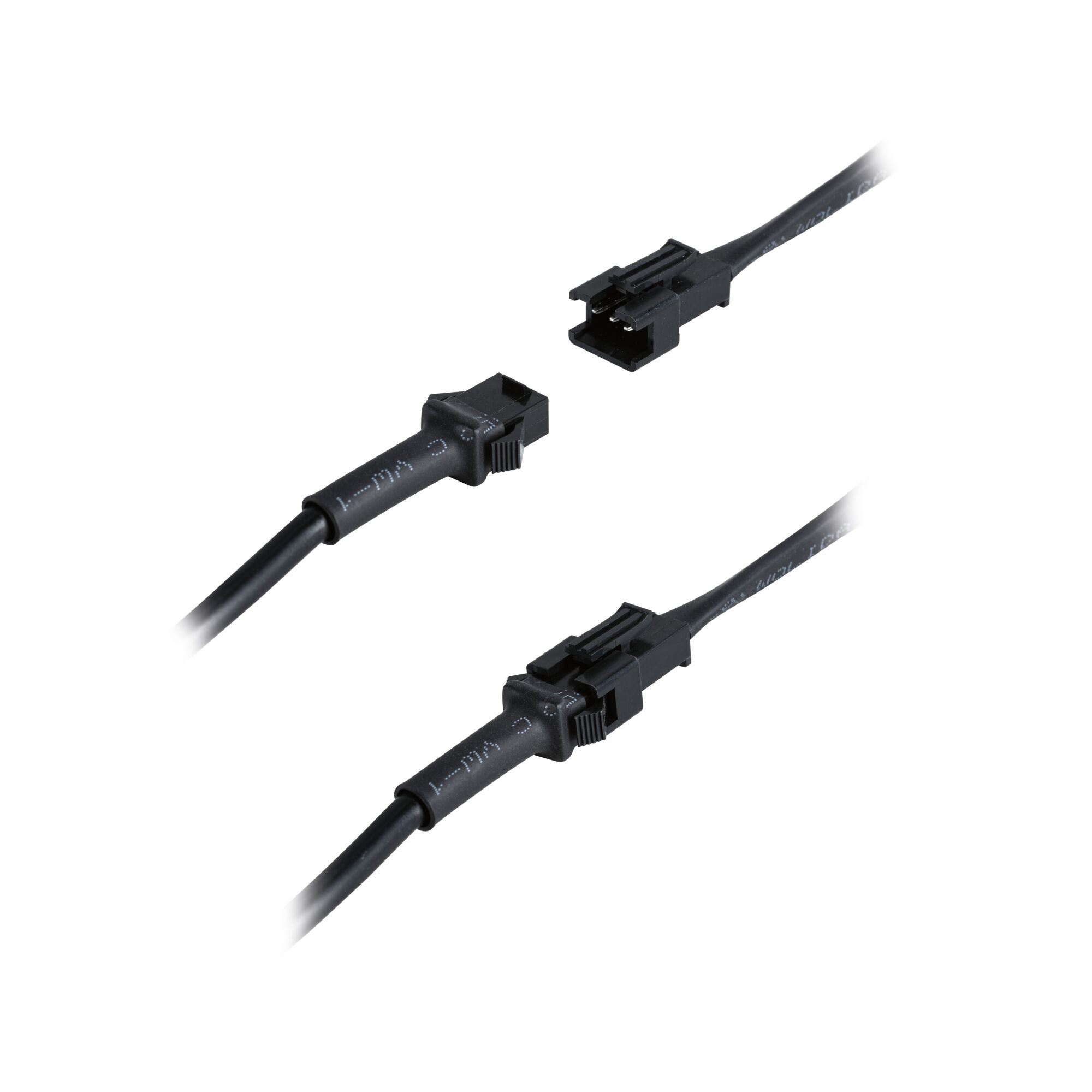 Black connector cable with plastic plugs for LED lighting systems, flexible electronic wiring cable