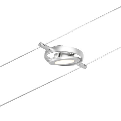 Sølvfarvet LED-kabelspot i metal med rundt design til moderne belysningssystemer