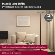 Staande lamp Melira met modern zwart ringontwerp en 3-staps dimbare LED-verlichting