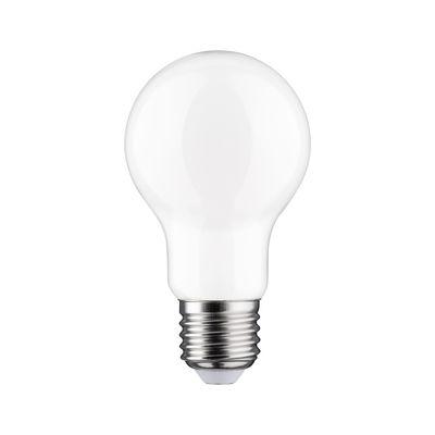 Witte LED-lamp met E27-fitting van glas en metaal voor energiezuinige verlichting