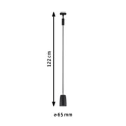 Black metal pendant light 122 cm long with 65 mm diameter for modern indoor lighting solutions