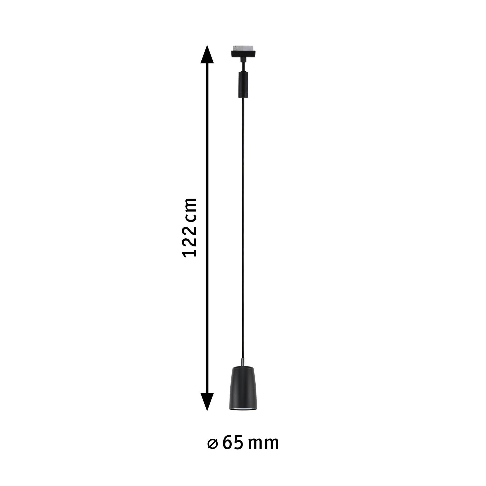 Black metal pendant light 122 cm long with 65 mm diameter for modern indoor lighting solutions