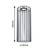 Black metal lampshade with cylindrical cage design, 290 mm height, 120 mm diameter