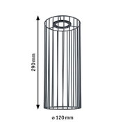 Black metal lampshade with cylindrical cage design, 290 mm height, 120 mm diameter