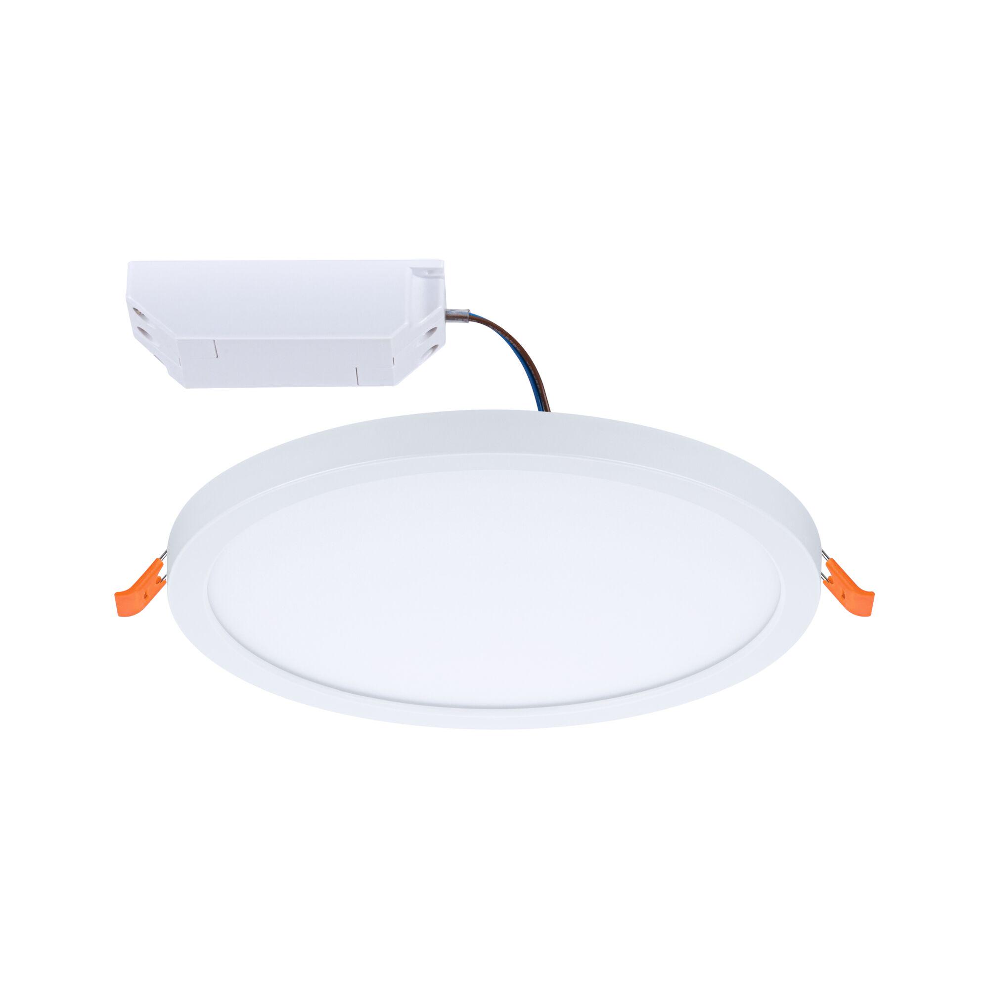 Rundes LED-Einbaupanel in Weiß mit weißem Kunststoffgehäuse und Anschlussbox für energiesparende Beleuchtung