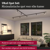 Minimalistische zwarte URail Spot Salt plafondspot met verstelbare spots in moderne woonkamer