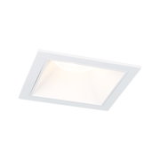 Square recessed spotlight in white plastic with warm white LED light for modern room lighting solutions
