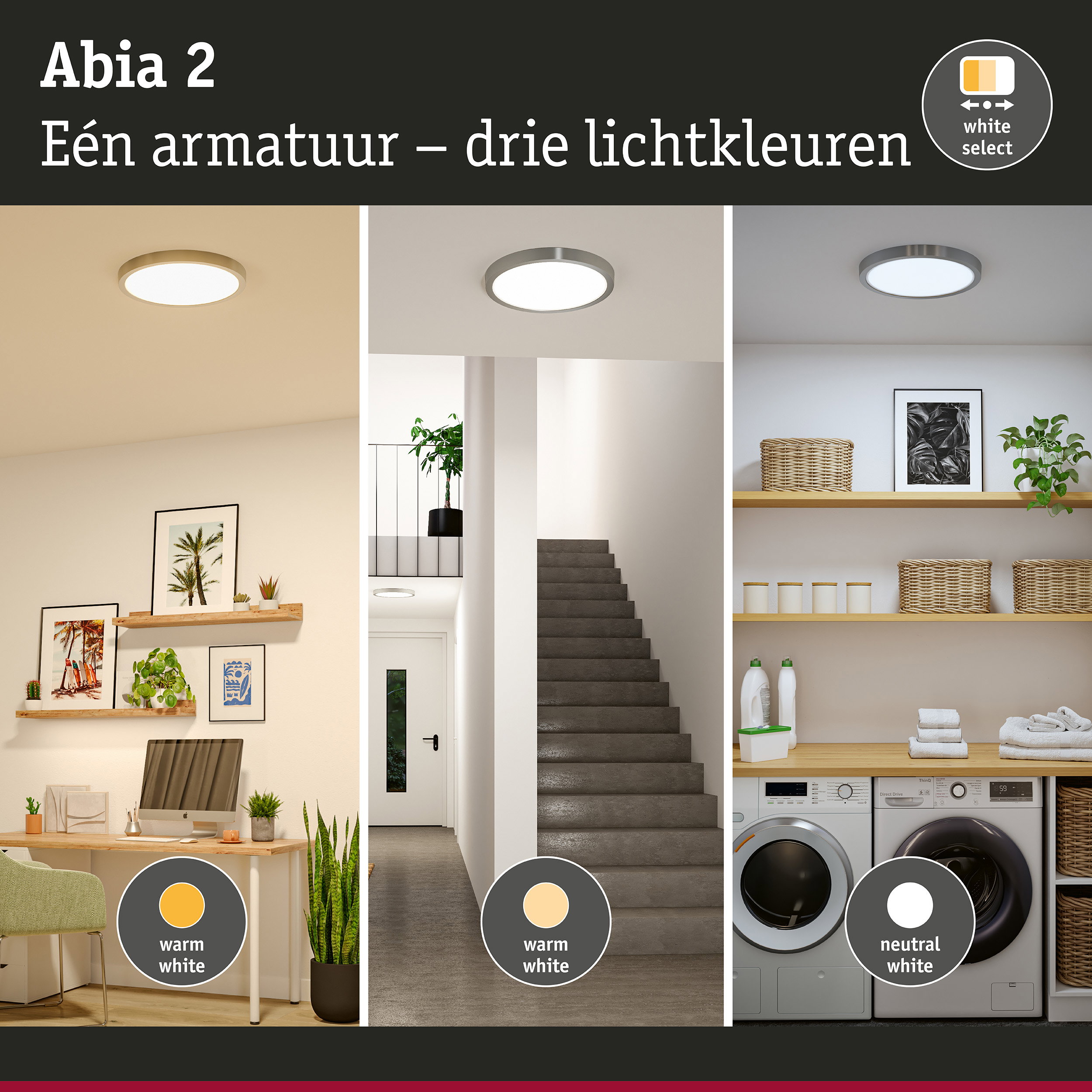 LED-paneel Abia 2 White Select Schemergestuurde bewegingsmelder (HF) rond 400mm 16W 1400lm White Select Chroom mat