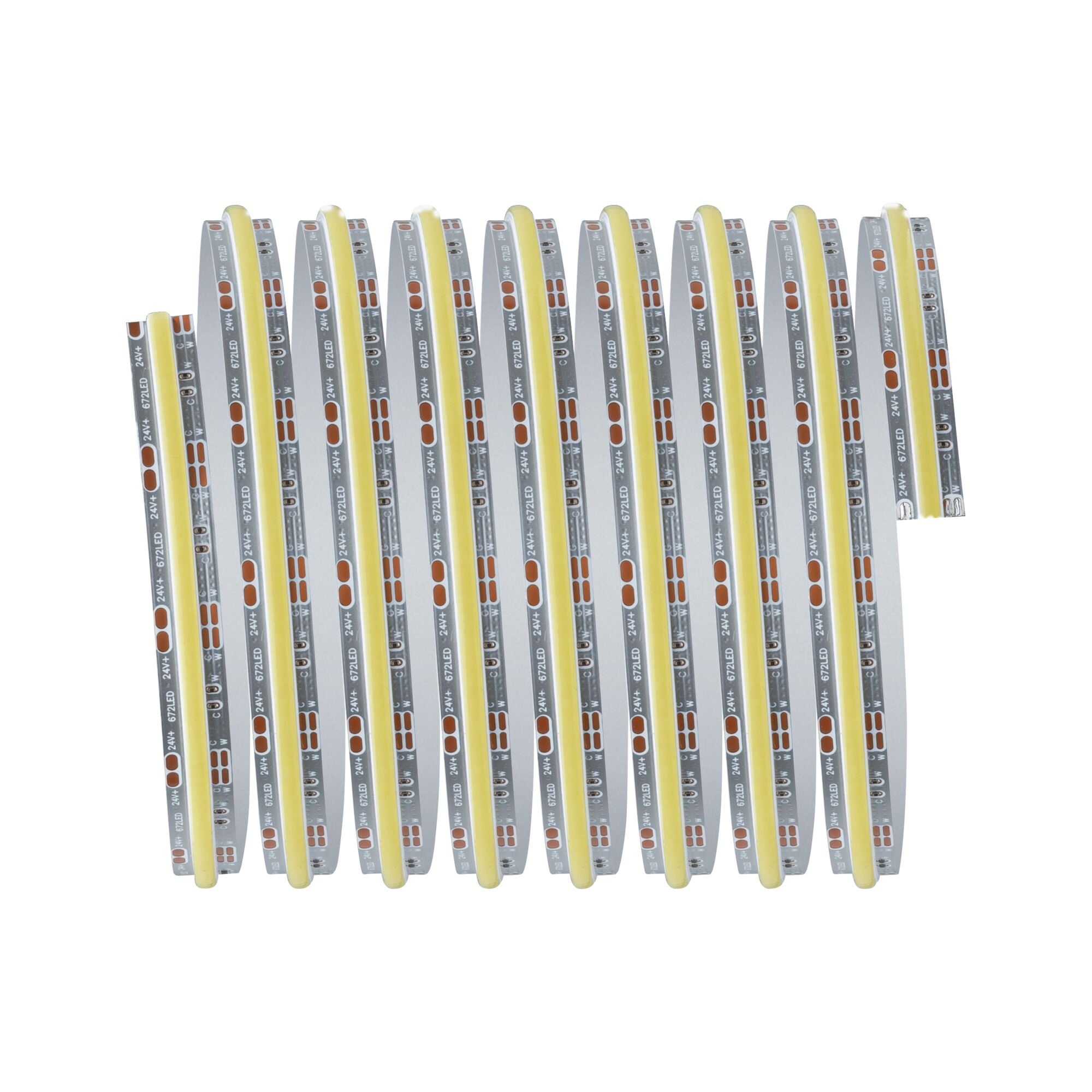 Flexibler LED-Streifen mit warmweißer Beleuchtung und transparentem Verbinder für vielseitige Lichtgestaltung